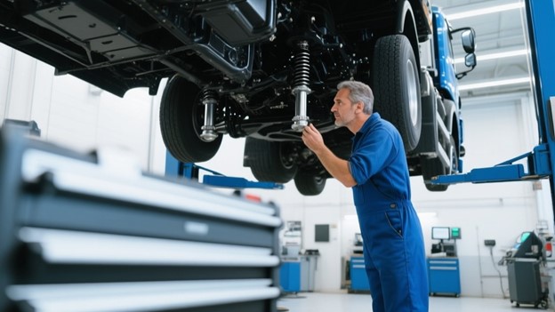 частично разобранный старый седан в автомастерской